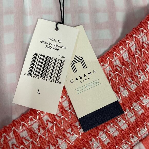 CABANA LIFE Dress Size L Nantucket Off The Shoulder Maxi ‎ UPF 50+  Sunday NEW - Picture 11 of 16